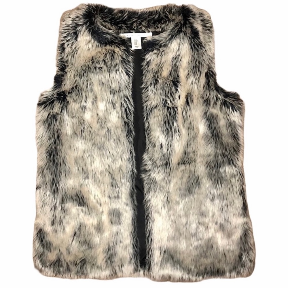 Max studio Medium fur black cream winter vest